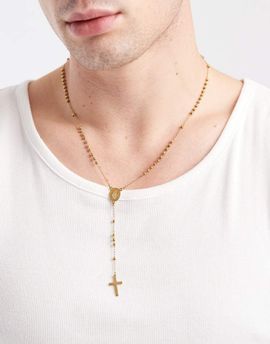 ASOS DESIGN ASOS DESIGN waterproof stainless steel rosary necklace in gold