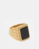 ASOS DESIGN ASOS DESIGN waterproof stainless steel signet ring with black agate s in gold - 1