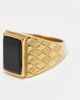 ASOS DESIGN ASOS DESIGN waterproof stainless steel signet ring with black agate s in gold - 2