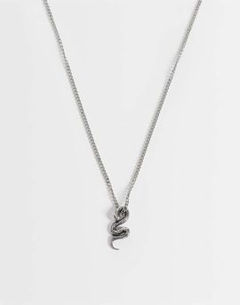 ASOS DESIGN ASOS DESIGN waterproof stainless steel snake pendant necklace in burnished silver