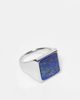 ASOS DESIGN ASOS DESIGN waterproof stainless steel square blue lapis semi-precious signet ring in silver - 1