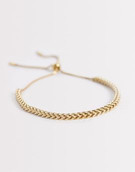 ASOS DESIGN ASOS DESIGN waterproof stainless steel square box chain puller bracelet in gold