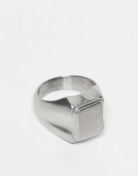 ASOS DESIGN ASOS DESIGN waterproof stainless steel square signet ring in silver