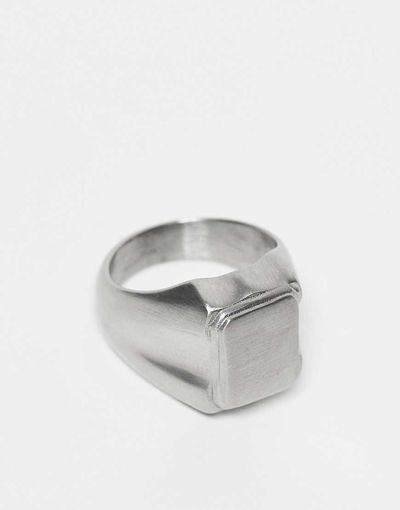ASOS DESIGN ASOS DESIGN waterproof stainless steel square signet ring in silver