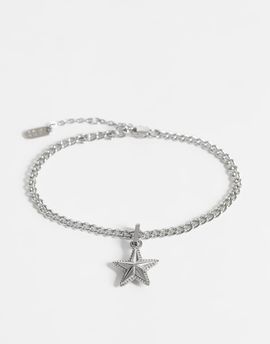 ASOS DESIGN ASOS DESIGN waterproof stainless steel star drop pendant chain bracelet in silver