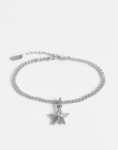 ASOS DESIGN ASOS DESIGN waterproof stainless steel star drop pendant chain bracelet in silver