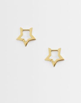ASOS DESIGN ASOS DESIGN waterproof stainless steel star hoop earrings in gold tone