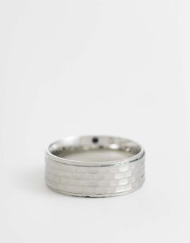 ASOS DESIGN ASOS DESIGN waterproof stainless steel textured plain band ring in silver