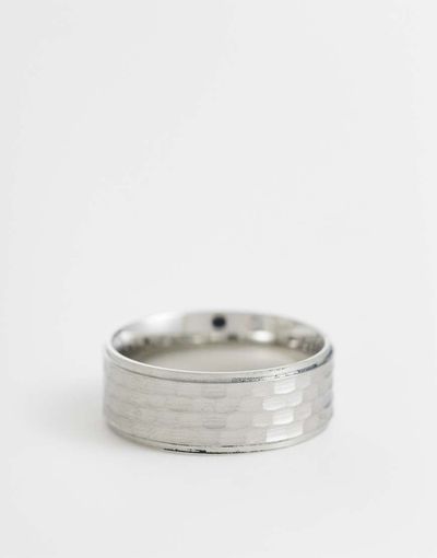 ASOS DESIGN ASOS DESIGN waterproof stainless steel textured plain band ring in silver