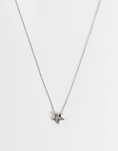 ASOS DESIGN ASOS DESIGN waterproof stainless steel thread through star pendant necklace in silver