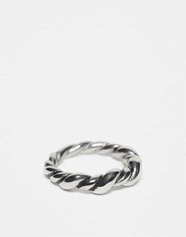 ASOS DESIGN ASOS DESIGN waterproof stainless steel twisted bubble ring in burnished silver
