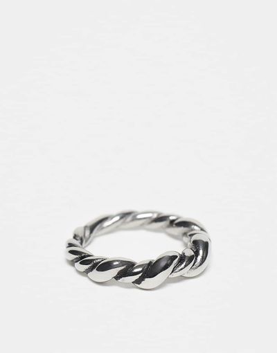 ASOS DESIGN ASOS DESIGN waterproof stainless steel twisted bubble ring in burnished silver