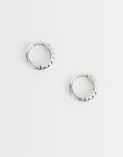 ASOS DESIGN ASOS DESIGN waterproof stainless steel twisted groove hoop earrings in silver