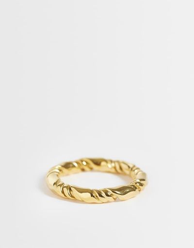ASOS DESIGN ASOS DESIGN waterproof stainless steel twisted ring in gold