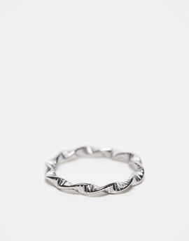 ASOS DESIGN ASOS DESIGN waterproof stainless steel twisted rope ring in silver