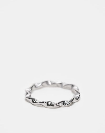 ASOS DESIGN ASOS DESIGN waterproof stainless steel twisted rope ring in silver