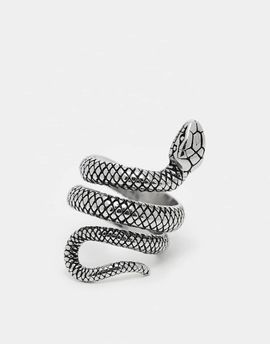 ASOS DESIGN ASOS DESIGN waterproof stainless steel wrap around ring in snake design in silver tone