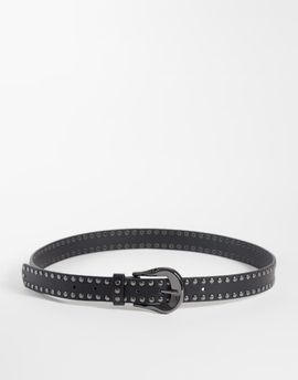 ASOS DESIGN ASOS DESIGN wave molten buckle studded faux leather belt in black-Brown
