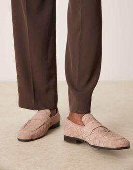 ASOS DESIGN ASOS DESIGN weave loafers in pink suede
