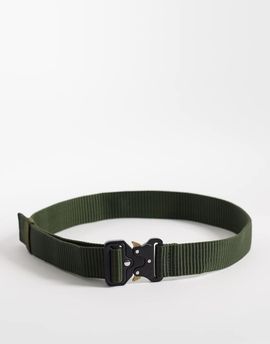 ASOS DESIGN ASOS DESIGN webbing utility belt with statement buckle in khaki-Green