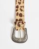 ASOS DESIGN ASOS DESIGN western buckle leopard print cowhide hair belt in beige-Neutral - 2