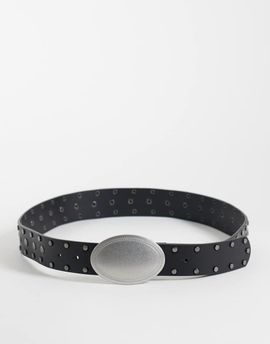 ASOS DESIGN ASOS DESIGN western buckle studded faux leather belt in black