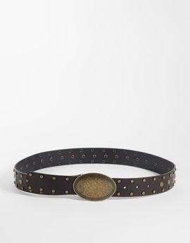 ASOS DESIGN ASOS DESIGN western buckle studded faux leather belt in brown