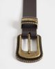 ASOS DESIGN ASOS DESIGN western skinny leather belt with antique gold buckle-Brown - 3