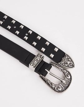 ASOS DESIGN ASOS DESIGN western studded skinny belt in black faux leather