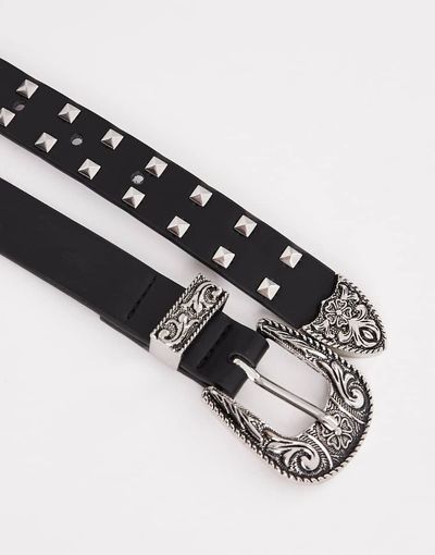 ASOS DESIGN ASOS DESIGN western studded skinny belt in black faux leather