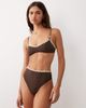 ASOS DESIGN ASOS DESIGN Whitney Whip Azores high leg high waist bikini bottoms with whipstitch detailing in brown - 1