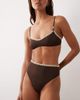 ASOS DESIGN ASOS DESIGN Whitney Whip Azores high leg high waist bikini bottoms with whipstitch detailing in brown - 3
