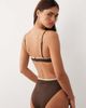 ASOS DESIGN ASOS DESIGN Whitney Whip Azores high leg high waist bikini bottoms with whipstitch detailing in brown - 4
