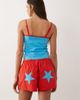 ASOS DESIGN ASOS DESIGN why not embroidered cami top & shorts with star embroidery pajama set in blue and red-Multi - 1