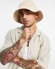 ASOS DESIGN ASOS DESIGN wide brim bucket hat in stone linen-Neutral - 1