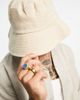 ASOS DESIGN ASOS DESIGN wide brim bucket hat in stone linen-Neutral - 3
