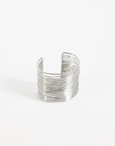ASOS DESIGN ASOS DESIGN wide cuff bracelet with wire design in silver tone