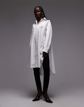 ASOS DESIGN ASOS DESIGN wide cuffs longline oversized shirt in white
