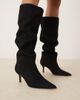 ASOS DESIGN ASOS DESIGN Wide Fit Cydney slouch pull on knee boots in black suedette - 2