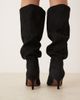 ASOS DESIGN ASOS DESIGN Wide Fit Cydney slouch pull on knee boots in black suedette - 4