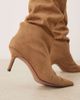 ASOS DESIGN ASOS DESIGN Wide Fit Cydney slouch pull on knee boots in sand suedette-Neutral - 3
