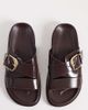 ASOS DESIGN ASOS DESIGN Wide Fit Freeway double strap slides in chocolate-Brown - 1