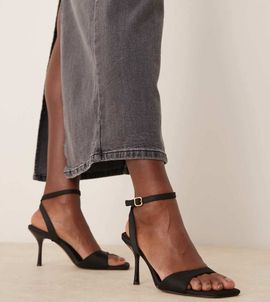 ASOS DESIGN ASOS DESIGN Wide Fit Hollow barely there heeled sandals in black