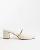 ASOS DESIGN ASOS DESIGN Wide Fit honeycomb mid heel mules in natural linen-Neutral - 1