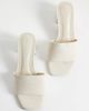 ASOS DESIGN ASOS DESIGN Wide Fit honeycomb mid heel mules in natural linen-Neutral - 3