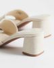 ASOS DESIGN ASOS DESIGN Wide Fit honeycomb mid heel mules in natural linen-Neutral - 4