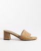 ASOS DESIGN ASOS DESIGN Wide Fit Honeycomb mid heeled mules in taupe suedette-Brown - 1