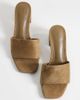 ASOS DESIGN ASOS DESIGN Wide Fit Honeycomb mid heeled mules in taupe suedette-Brown - 3