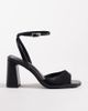 ASOS DESIGN ASOS DESIGN Wide Fit Honor barely there mid height block heel sandals in black PU - 1