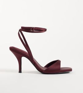 ASOS DESIGN ASOS DESIGN Wide Fit Hope barely there mid heel stiletto sandals in plum satin-PURPLE